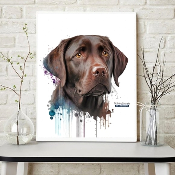 8x10 Labrador Retriever Dog Portrait Watercolor Oil‎ Painting Art Print - Picture 1 of 7
